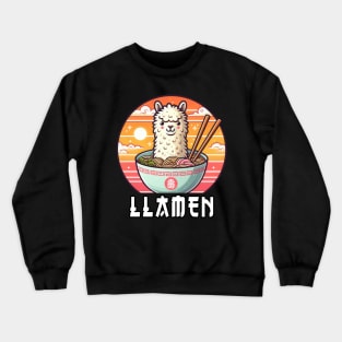 Llamen Cute Kawaii Llama Eating Ramen Crewneck Sweatshirt